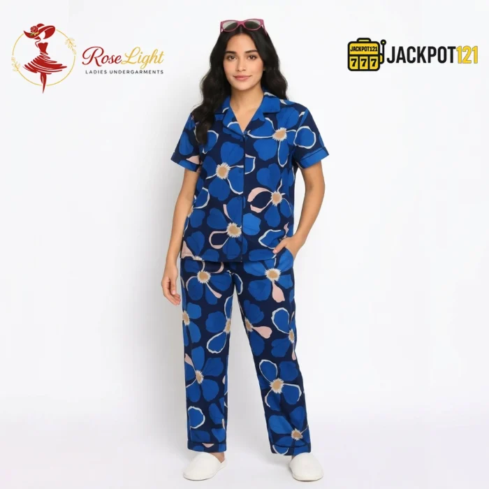 Midnight Bloom Premium Floral Pajama Lounge Set - Image 2