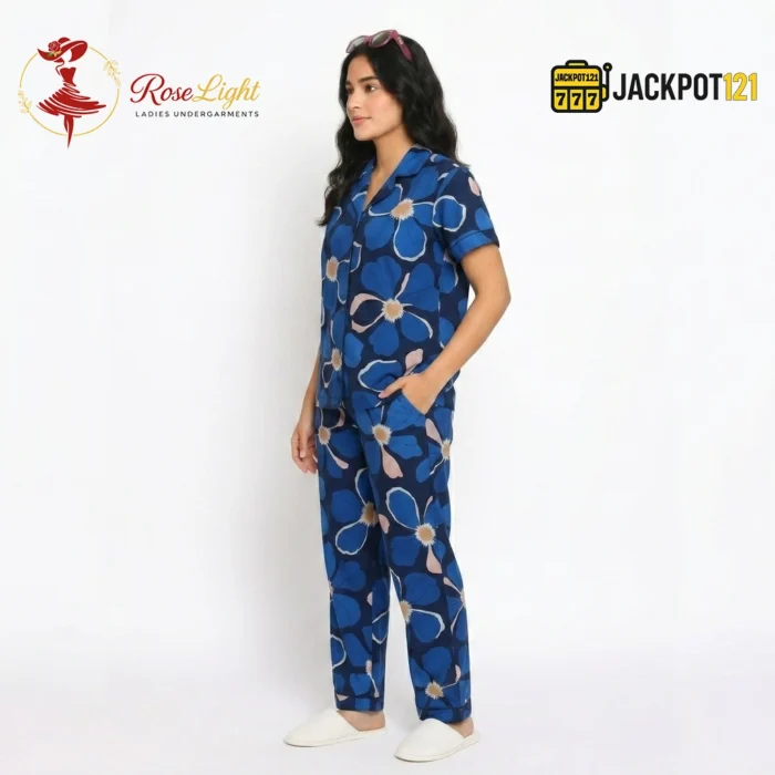 Midnight Bloom Premium Floral Pajama Lounge Set - Image 4