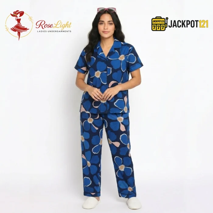 Midnight Bloom Premium Floral Pajama Lounge Set - Image 5
