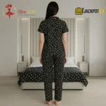 Midnight Daisy Printed Pajama Suit – Women's Comfortable Button-Down Sleepwear Set - Image 6