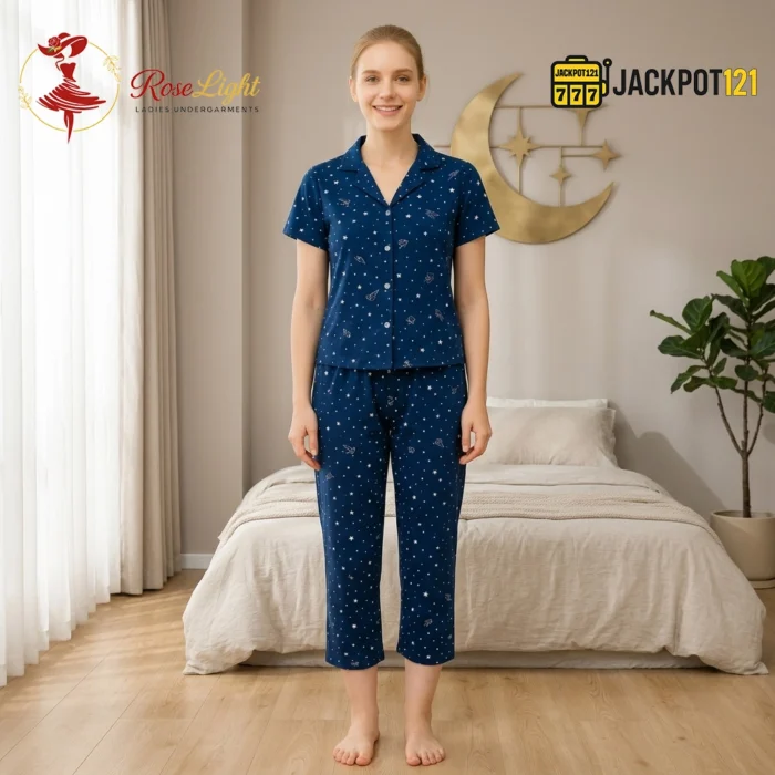 Midnight Galaxy Pajama Nightwear Suit Set - Image 2