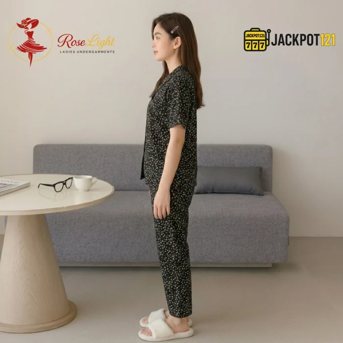 Midnight Meadow Pajama Suit – Stylish Comfort for Relaxed Evenings - Image 5