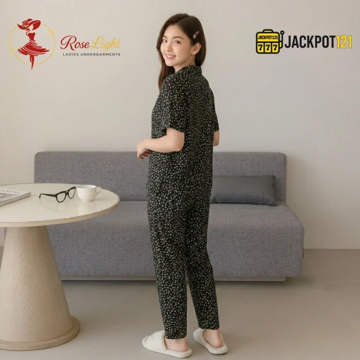 Midnight Meadow Pajama Suit – Stylish Comfort for Relaxed Evenings - Image 6