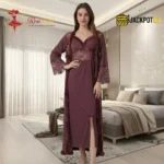 Mulberry Wine Robe & Nightgown Set - Image 3