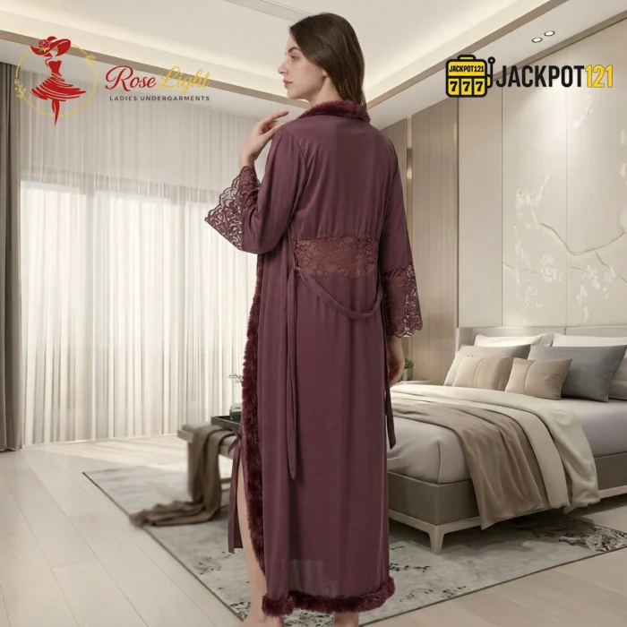Mulberry Wine Robe & Nightgown Set - Image 5