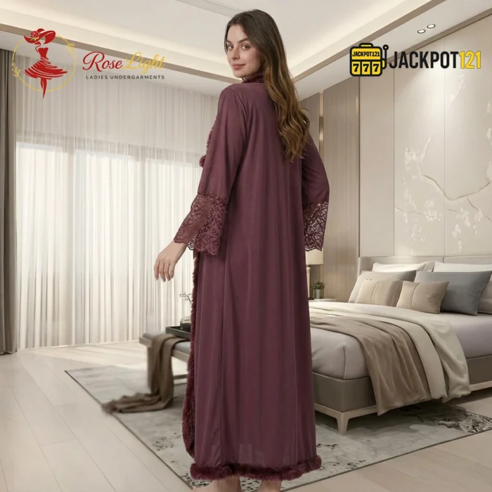 Mulberry Wine Robe & Nightgown Set - Image 6