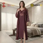 Mulberry Wine Robe & Nightgown Set - Image 7