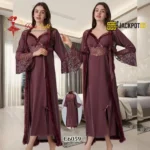Mulberry Wine Robe & Nightgown Set
