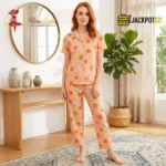 Peach Poppy Watercolor Pajama Set - Image 4