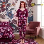 Plum Lily Pajama Suit Nightwear Sleep Set - Image 2