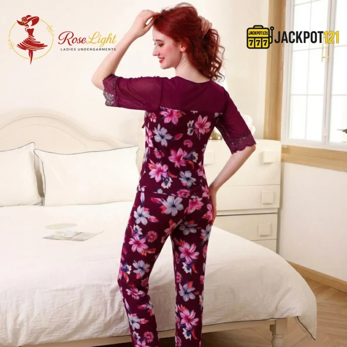 Plum Lily Pajama Suit Nightwear Sleep Set - Image 6