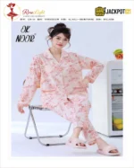 Premium Floral Button-Down Pajama Set for Women – Soft Cotton Night Suit