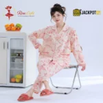 Premium Floral Button-Down Pajama Set for Women – Soft Cotton Night Suit - Image 2