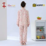 Premium Floral Button-Down Pajama Set for Women – Soft Cotton Night Suit - Image 4