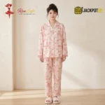 Premium Floral Button-Down Pajama Set for Women – Soft Cotton Night Suit - Image 5