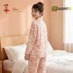 Premium Floral Button-Down Pajama Set for Women – Soft Cotton Night Suit - Image 6