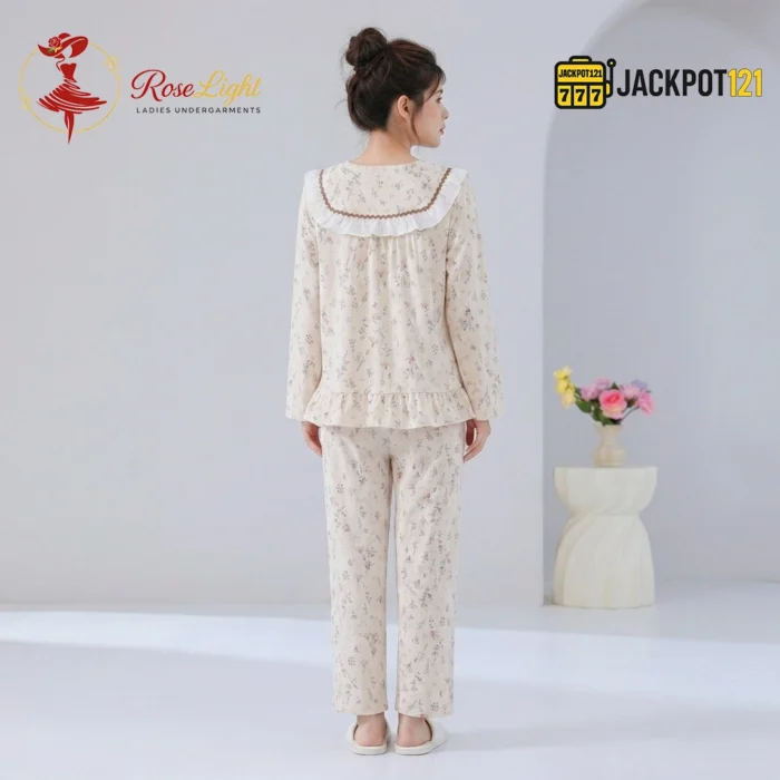 Premium Floral Cotton Pajama Set for Women – Soft Full Sleeve Night Suit - Image 4