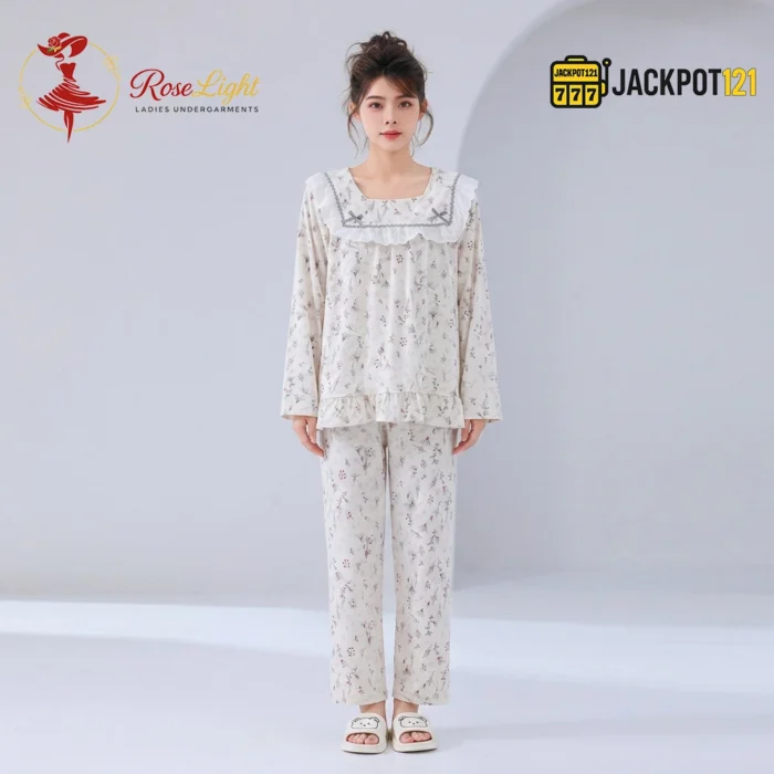 Premium Floral Cotton Pajama Set for Women – Soft Full Sleeve Night Suit - Image 5