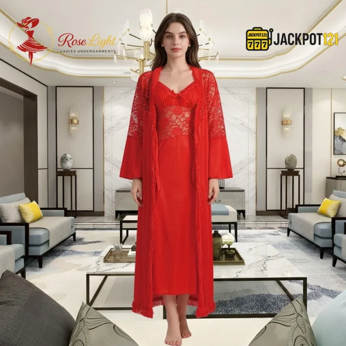 Scarlet Romance Robe & Nightgown Set - Image 2
