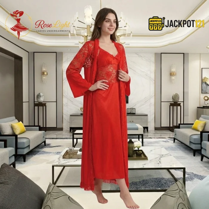 Scarlet Romance Robe & Nightgown Set - Image 4