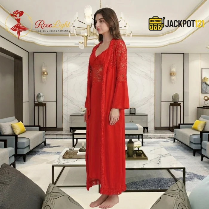 Scarlet Romance Robe & Nightgown Set - Image 5