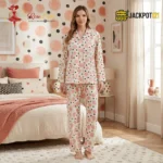 Soft Comfort Printed Button-Front Pajama Suit – Women's Cozy Full Sleeve Sleepwear Set - Image 3