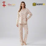 Soft Comfort Printed Button-Front Pajama Suit – Women's Cozy Full Sleeve Sleepwear Set - Image 5