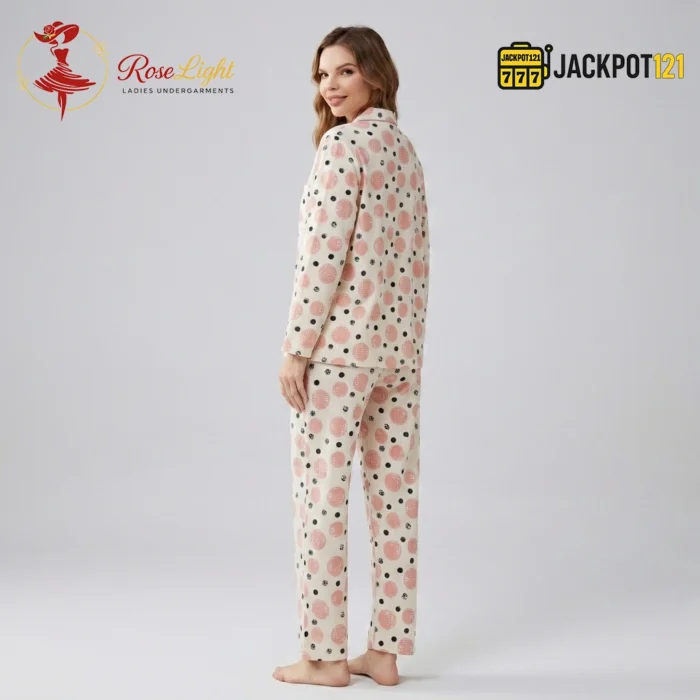 Soft Comfort Printed Button-Front Pajama Suit – Women's Cozy Full Sleeve Sleepwear Set - Image 6