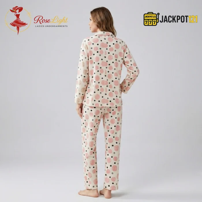 Soft Comfort Printed Button-Front Pajama Suit – Women's Cozy Full Sleeve Sleepwear Set - Image 7