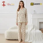 Soft Comfort Printed Button-Front Pajama Suit – Women's Cozy Full Sleeve Sleepwear Set - Image 10