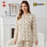 Soft Comfort Printed Button-Front Pajama Suit – Women's Cozy Full Sleeve Sleepwear Set - Image 12