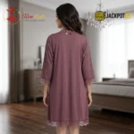 Twilight Lace Charm Nighty Set with Matching Robe – Elegant Short Sleepwear Collection - Image 6