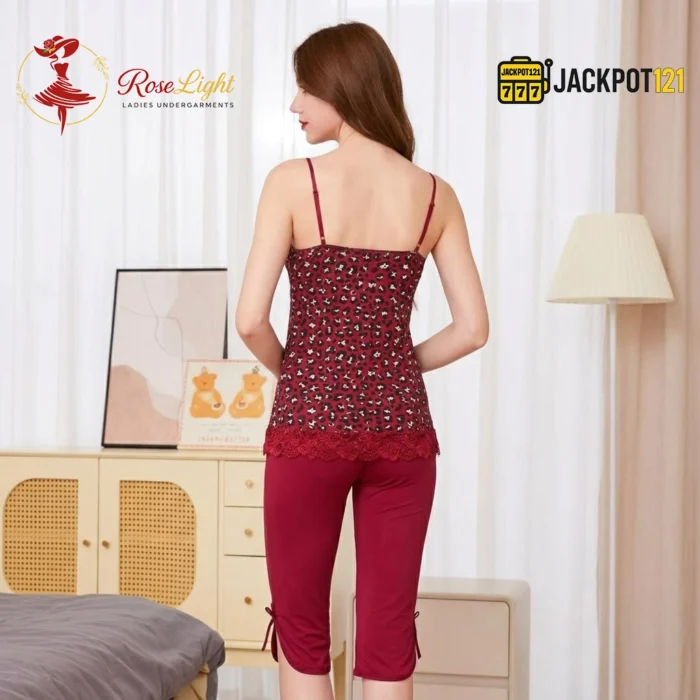 Wild Grace Leopard Print Capri Night Suit - Image 6