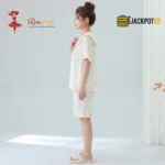 Bear Print Sailor Bow Collar Short Sleeve Cotton Pajama Set - Image 10