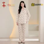 Bird Print Knit Cotton Pajama Set - Image 3