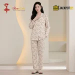 Bird Print Knit Cotton Pajama Set - Image 5