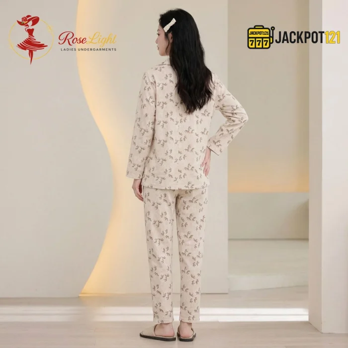 Bird Print Knit Cotton Pajama Set - Image 7