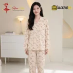 Bird Print Knit Cotton Pajama Set - Image 9