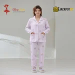 Bunny Print Piped Collar Cotton Pajama Set - Image 9