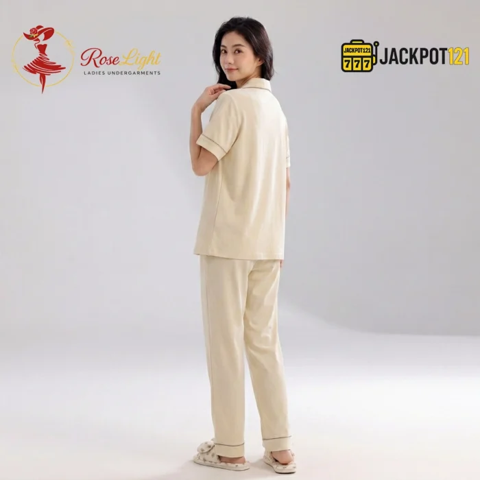 Classic Notch Collar Short Sleeve Pajama Set - Image 5