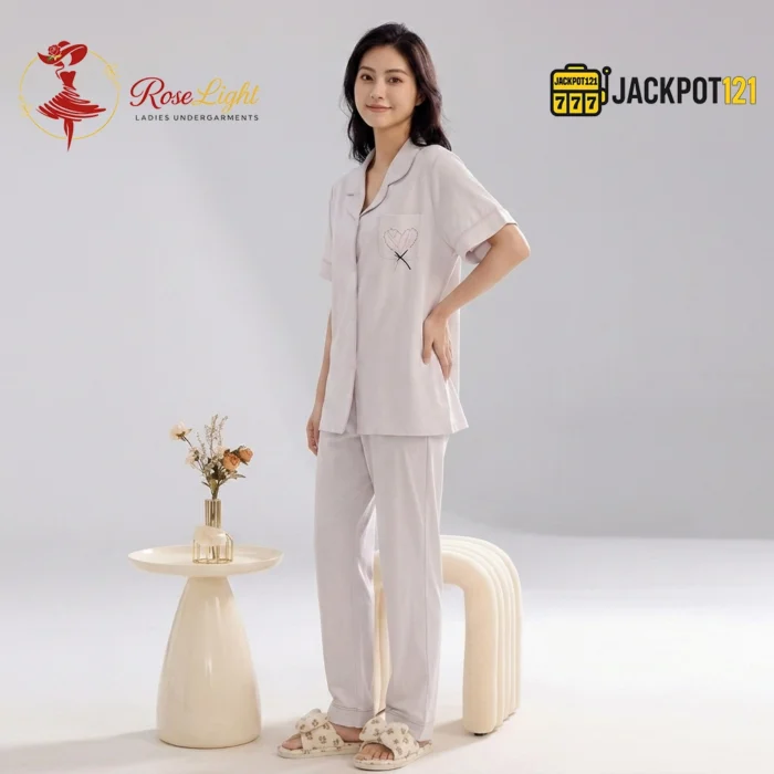 Classic Notch Collar Short Sleeve Pajama Set - Image 8