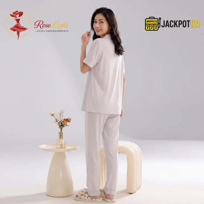 Classic Notch Collar Short Sleeve Pajama Set - Image 9