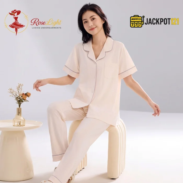 Classic Notch Collar Short Sleeve Pajama Set - Image 10
