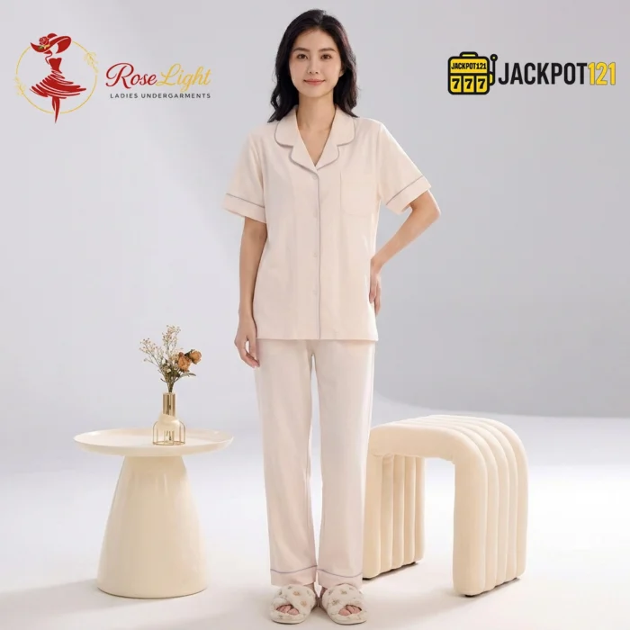 Classic Notch Collar Short Sleeve Pajama Set - Image 11