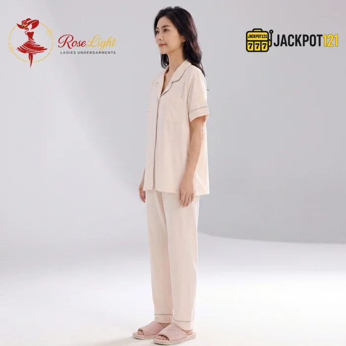 Classic Notch Collar Short Sleeve Pajama Set - Image 12