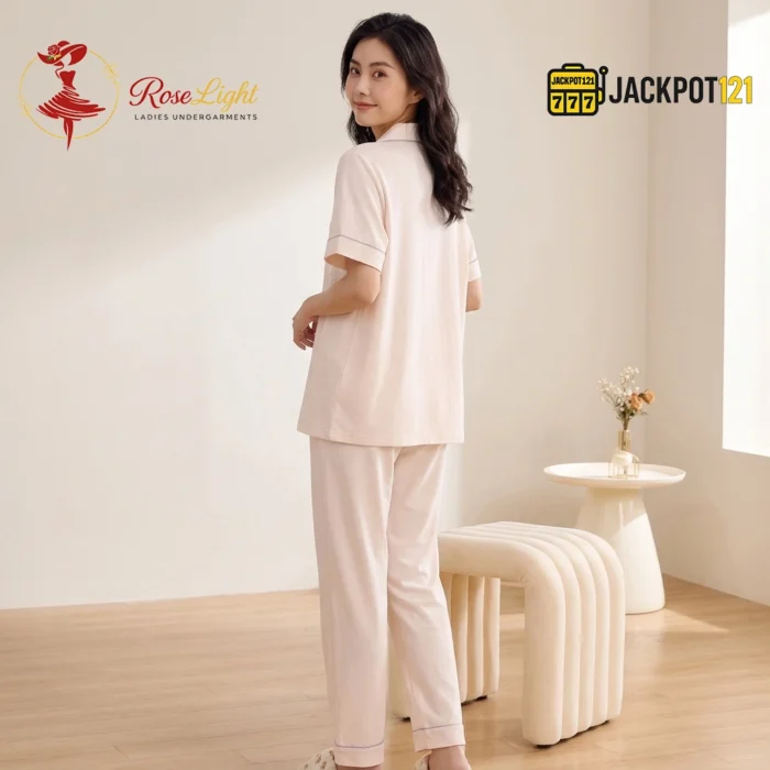 Classic Notch Collar Short Sleeve Pajama Set - Image 13