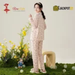 Ditsy Floral Print Piped Collar Cotton Pajama Set - Image 5
