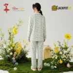 Ditsy Floral Print Piped Collar Cotton Pajama Set - Image 11