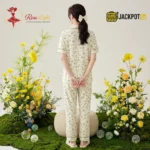 Ditsy Floral Print Piped Collar Cotton Pajama Set - Image 16