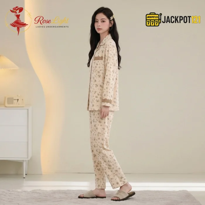 Meadow Floral Knit Cotton Pajama Set - Image 4